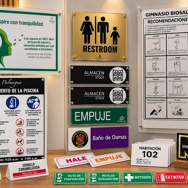 Senalizacion, avisos, y placas de identificacion
